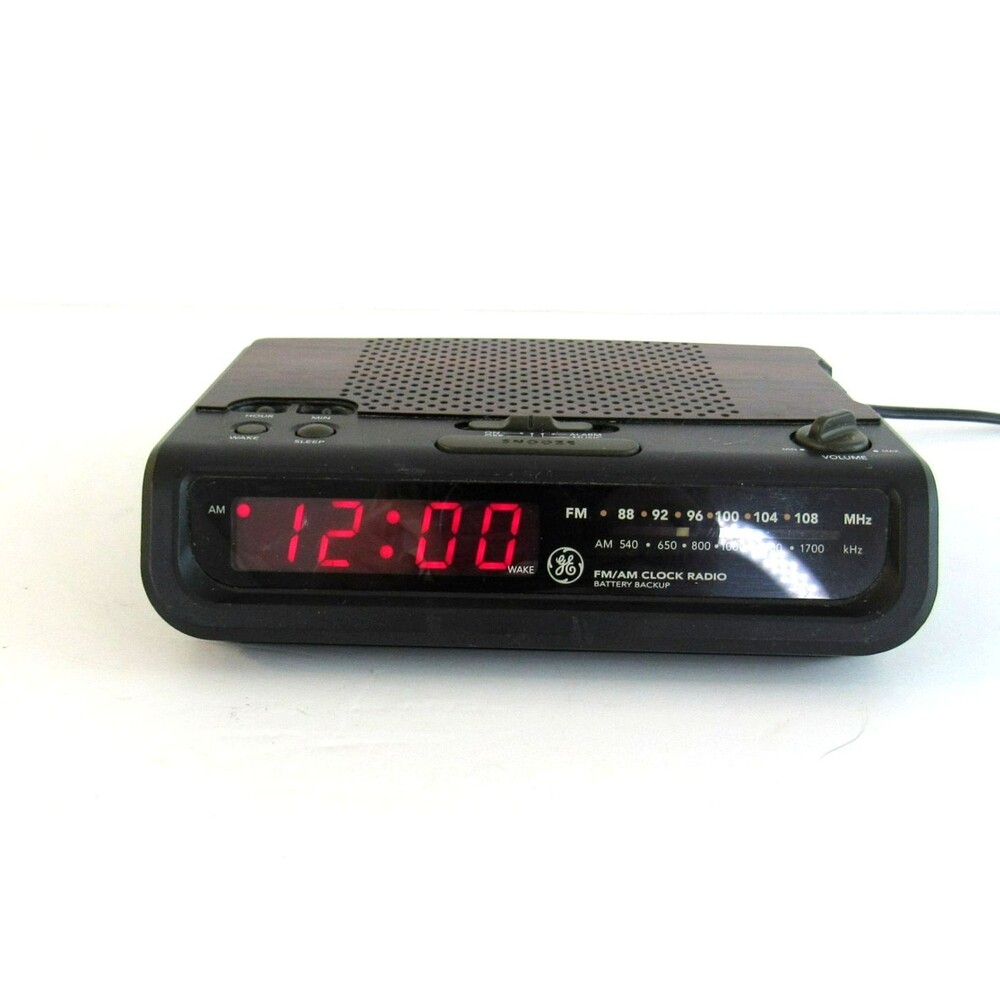 Vintage GE Radio FM/AM Alarm Clock Model 7-4613B Wood Grain Tested Works